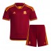 Camisa de Futebol AS Roma Lorenzo Pellegrini #7 Equipamento Principal Infantil 2023-24 Manga Curta (+ Calças curtas)